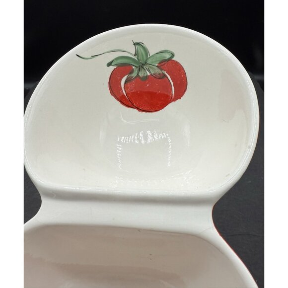 Crate & Barrel Ceramiche Alta Italy Pomodorini Double Double Bowl Tomatoes - Picture 11 of 11